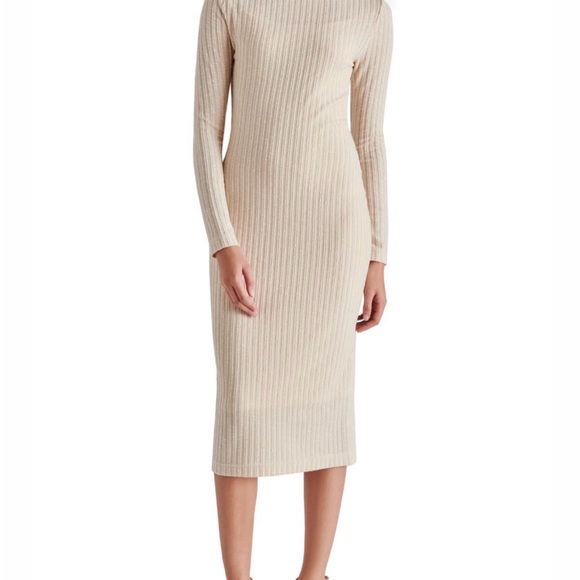 Steve Madden Beige Ribbed Midi Dress - Picture 1 of 5